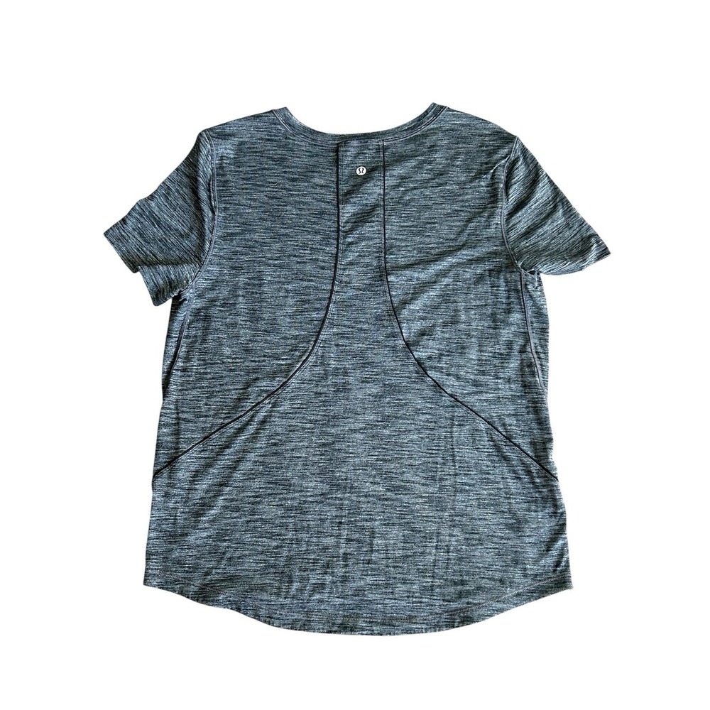 Lululemon Long Distance Short Sleeve Top 10 Heathered Black Run Tee EUC - Picture 6 of 7
